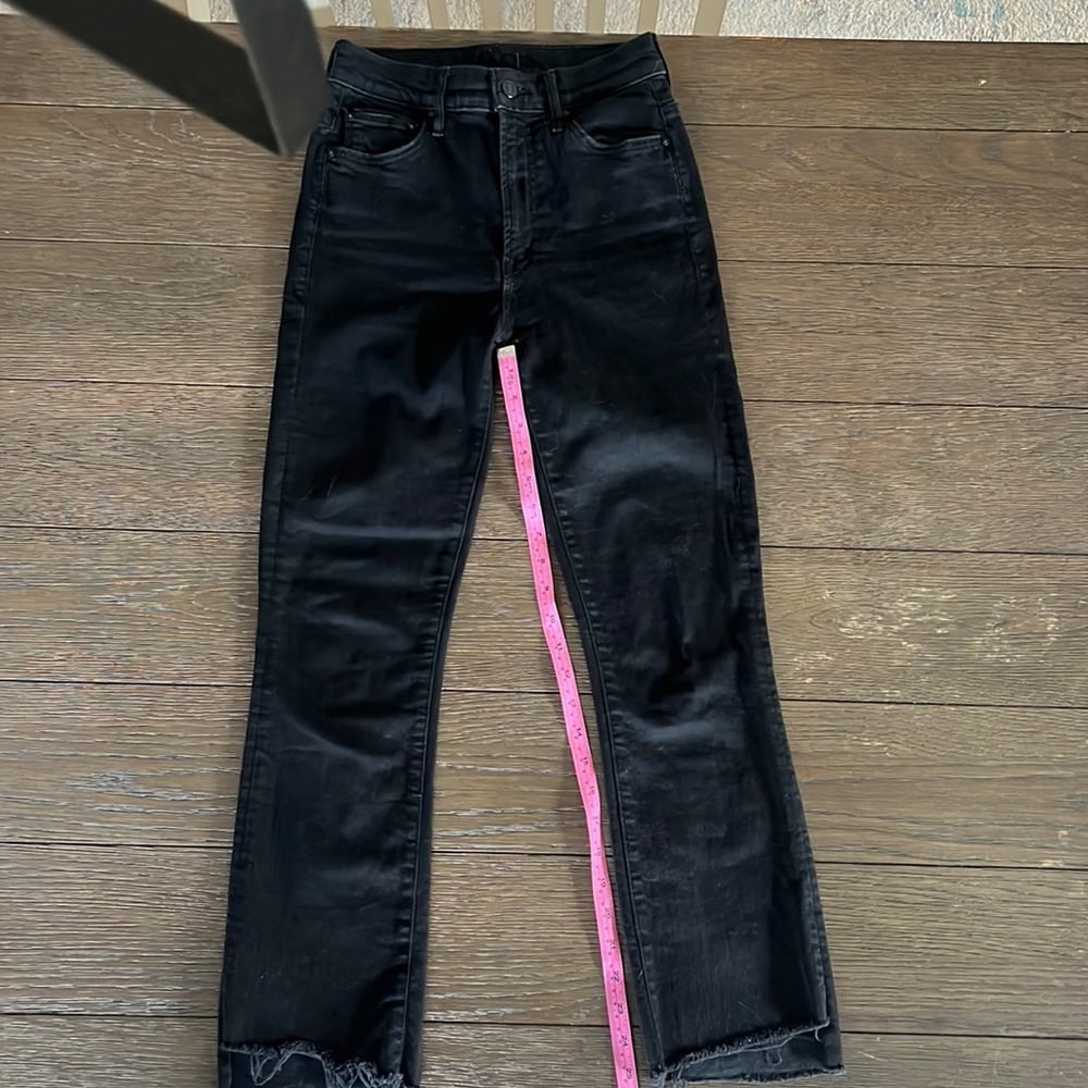 Mother Denim-Black Cropped Frayed Hem